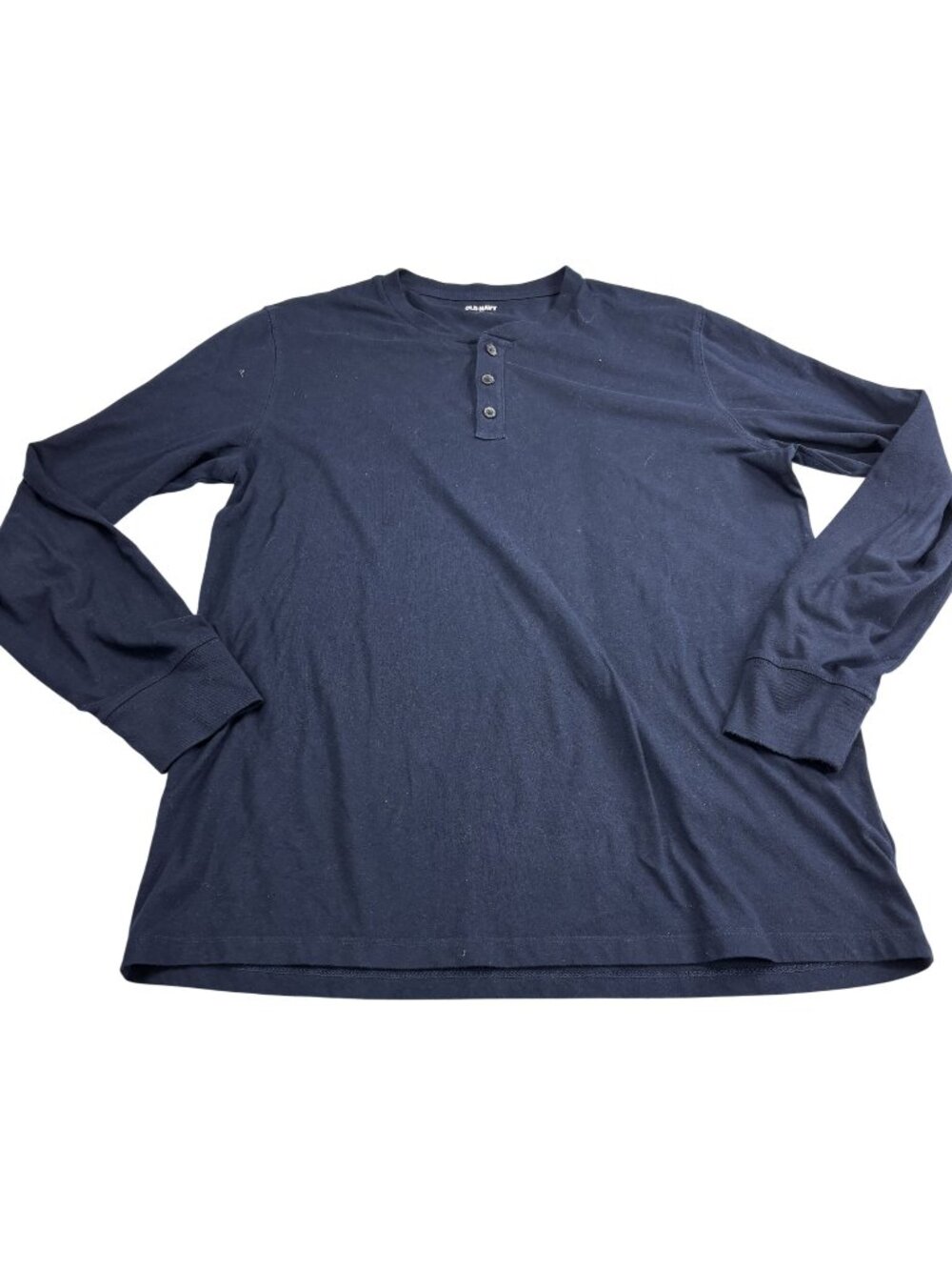 Old Navy Mens Navy Blue Long Sleeve Henley Shirt Size L Soft-Washed Cotton Blend